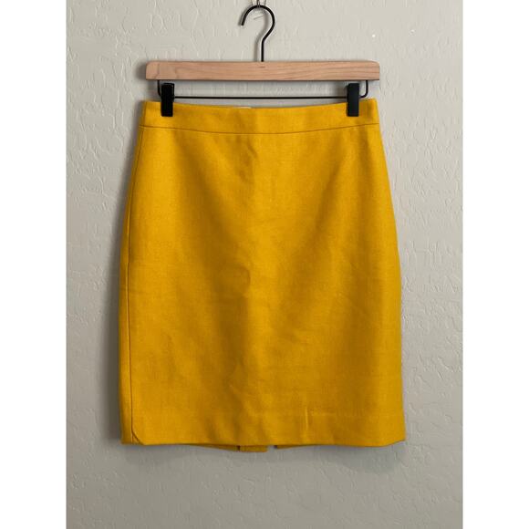 J.crew Mustard Yellow Wool Blend The Pencil Skirt - 2 - Picture 1 of 3